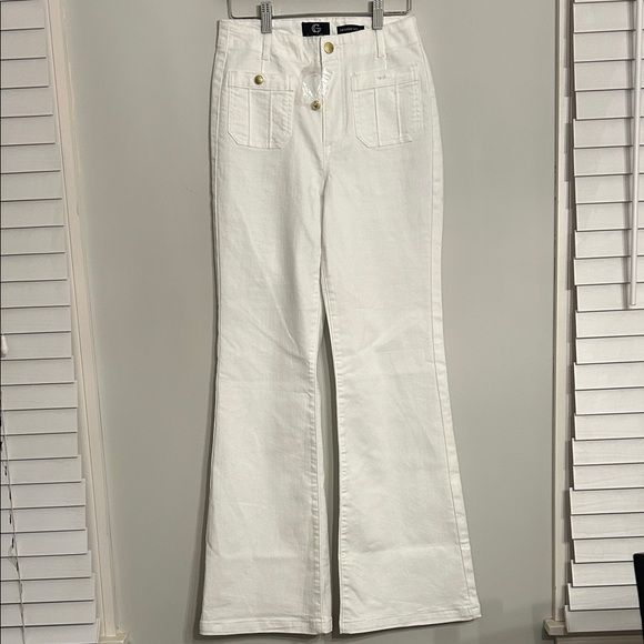 G by Giuliana Denim - G by Giuliana White Wide-Leg Jeans with Gold Button